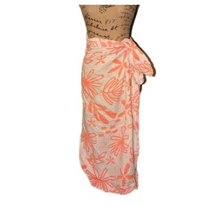 Floral Sarong Cover-Up in Orange and White